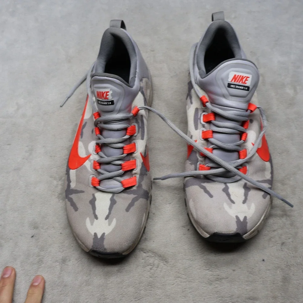 Nike Mens 12 Running Shoes Grey Free Trainer 5.0‎ Camo Accent Cushioned Athletic